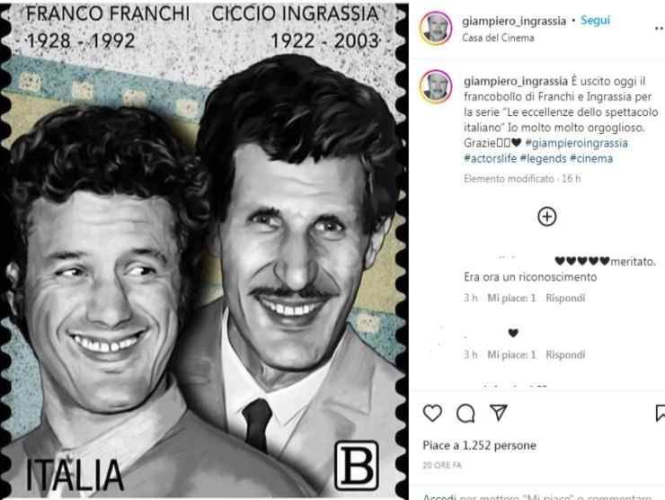 Il francobollo che celebra Franco Franchi e Ciccio Ingrassia (Instagram) 27.10.2022 crmag (1)
