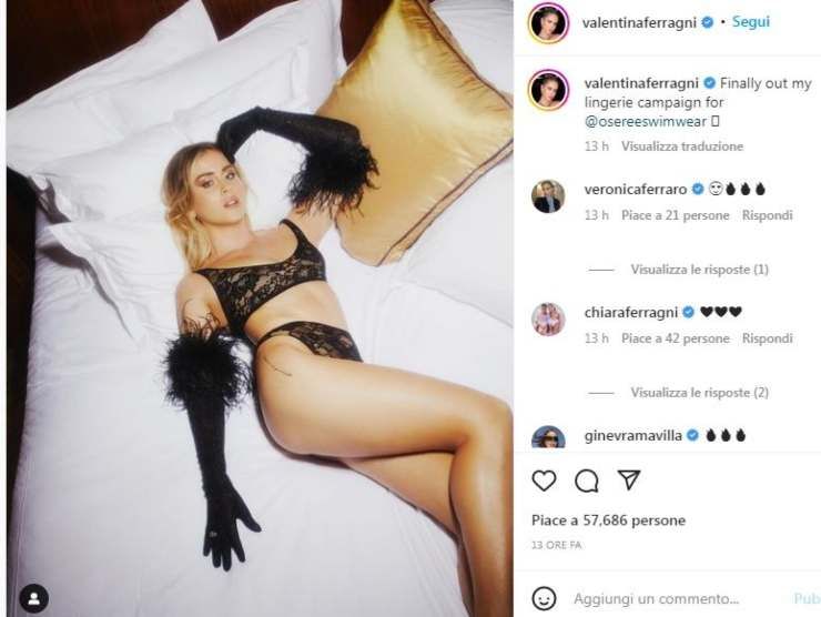 La nuova linea di lingerie di Valentina Ferragni (Instagram) 26.10.2022 crmag