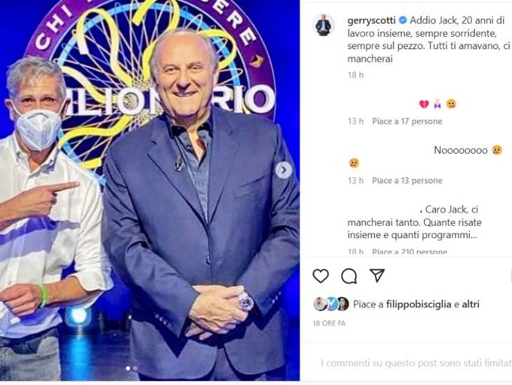 Il post su Instagram di Gerry Scotti (crmag.it) 