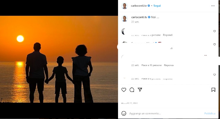 Carlo Conti con la sua famiglia (Instagram) crmag