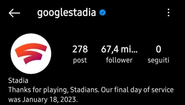 Google Stadia ha chiuso 